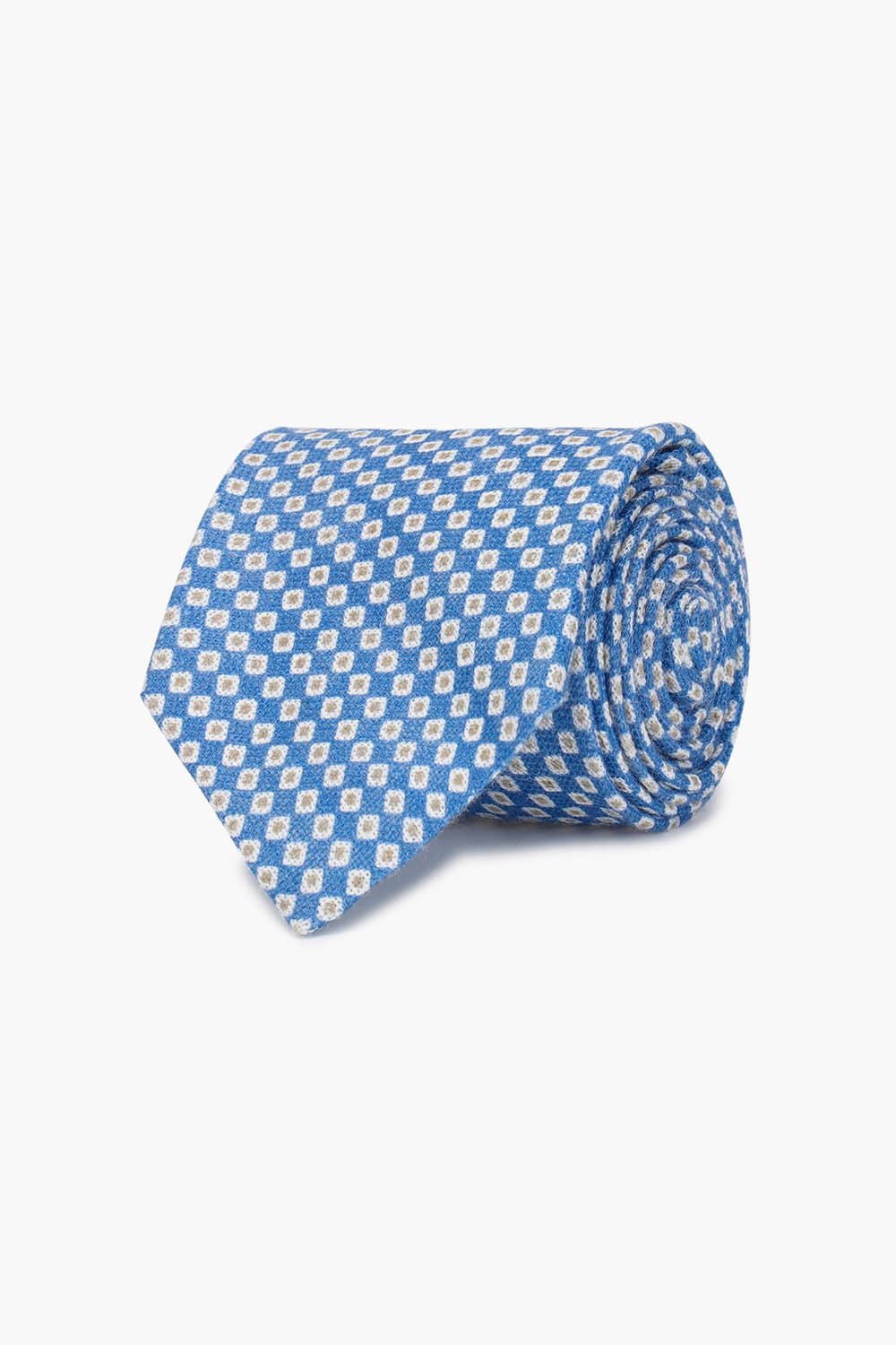 린넨 도트 패턴 201 블루 넥타이