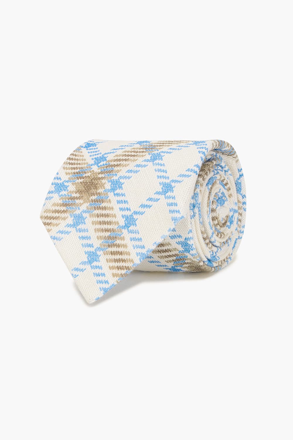 린넨 타탄 체크 118 아이보리 넥타이