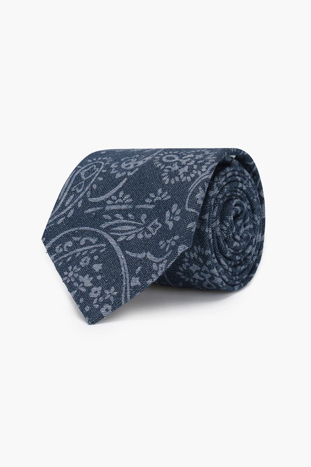 실크 혼방 기하학 패턴 116 다크네이비 넥타이