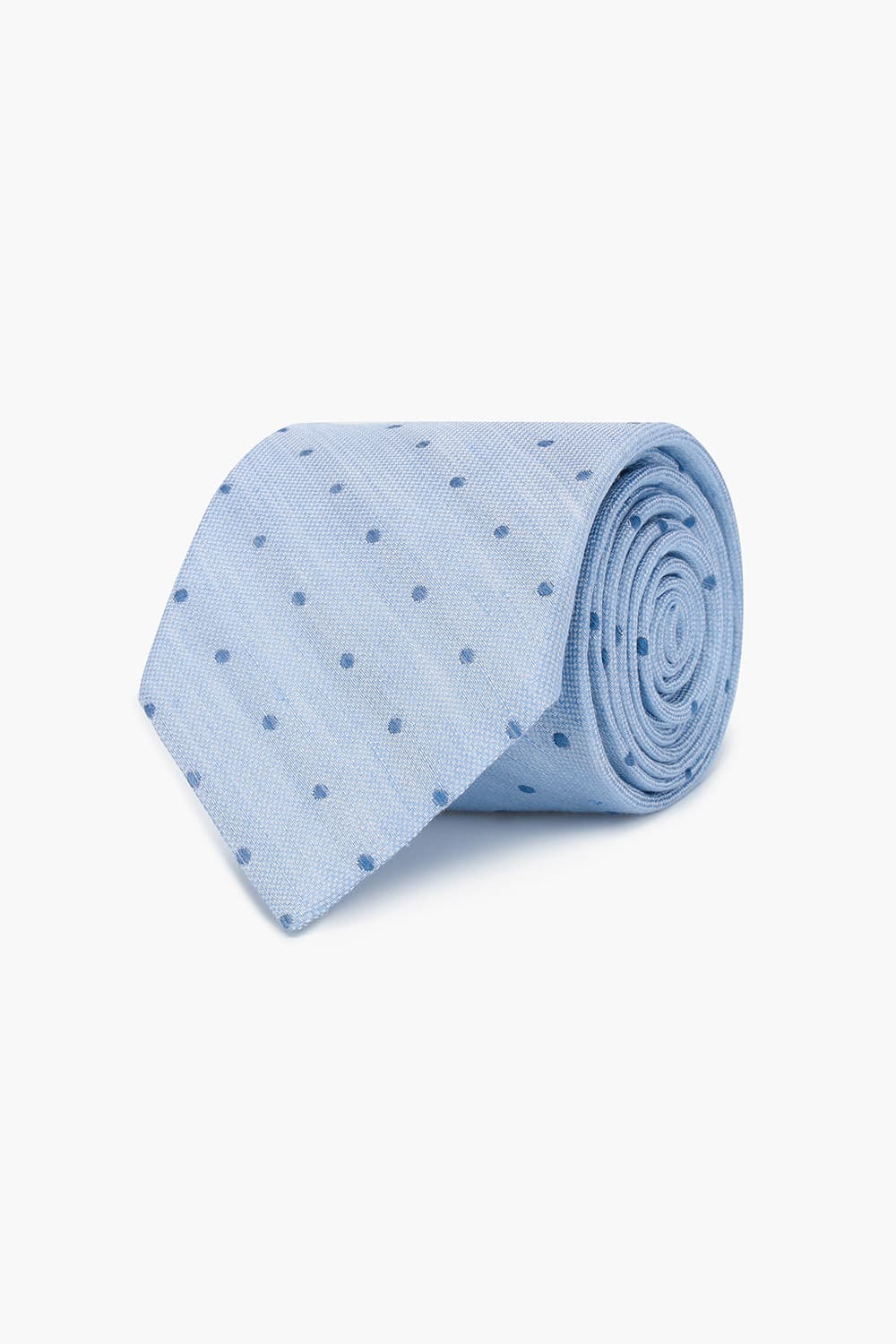 린넨 혼방 도트 패턴 103 라이트블루 넥타이