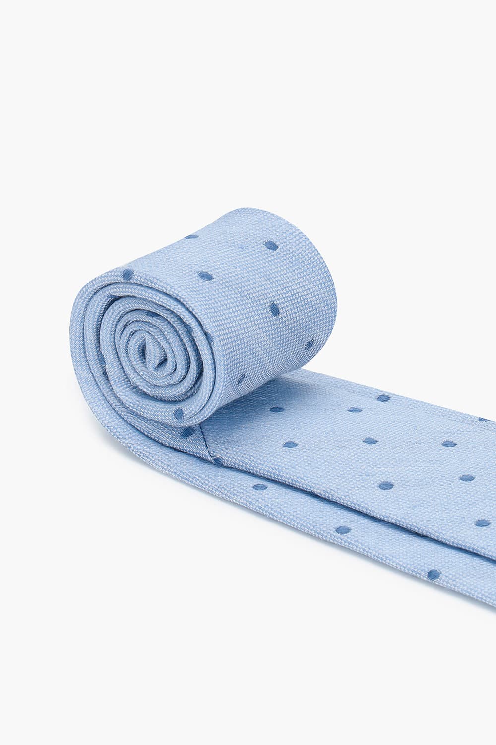 린넨 혼방 도트 패턴 103 라이트블루 넥타이