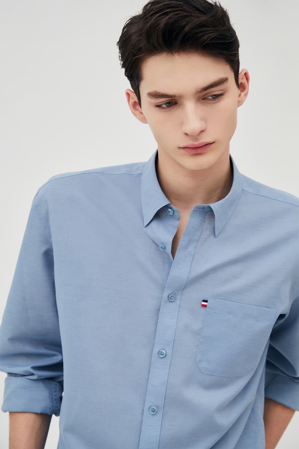 린넨 트리콜로르 955 뉴 캐주얼 핏 셔츠 블루 SE5SM22LS955SBU