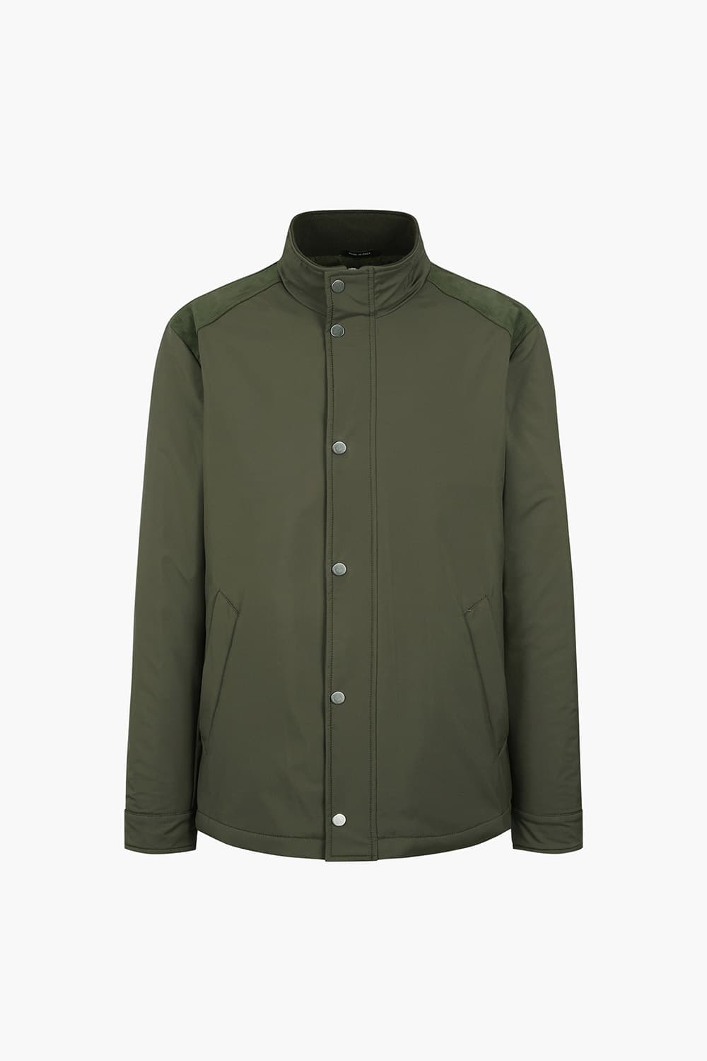 램스킨 스웨이드 패치 하이넥 801 카키 점퍼