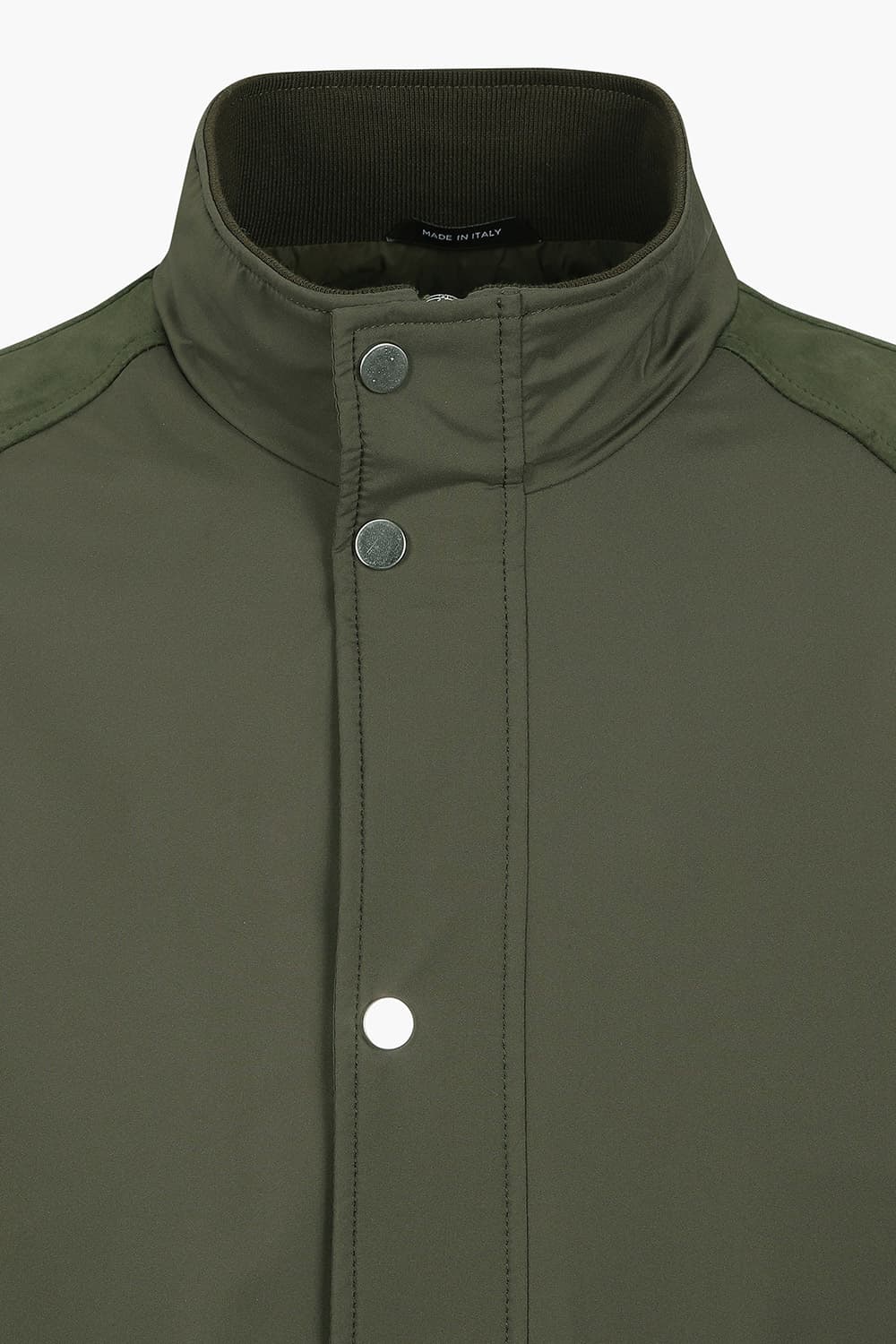 램스킨 스웨이드 패치 하이넥 801 카키 점퍼