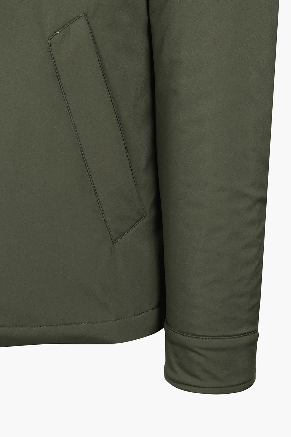 램스킨 스웨이드 패치 하이넥 801 카키 점퍼