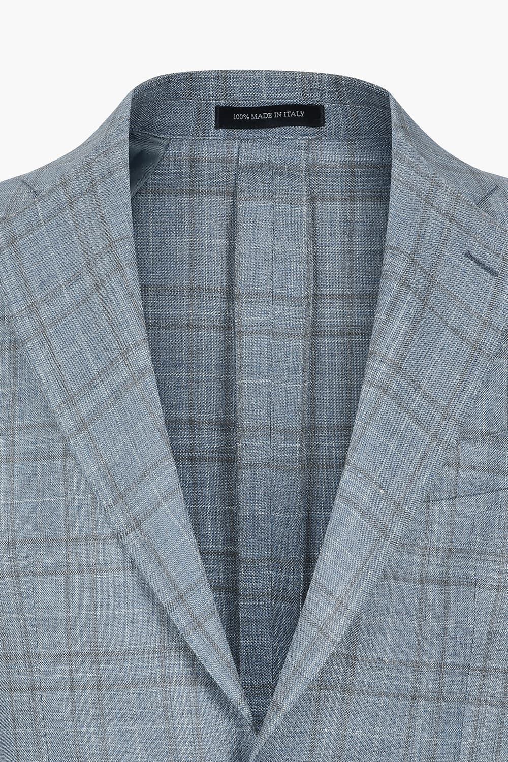 울 실크 혼방 로로피아나 807 블루 테일러드 자켓