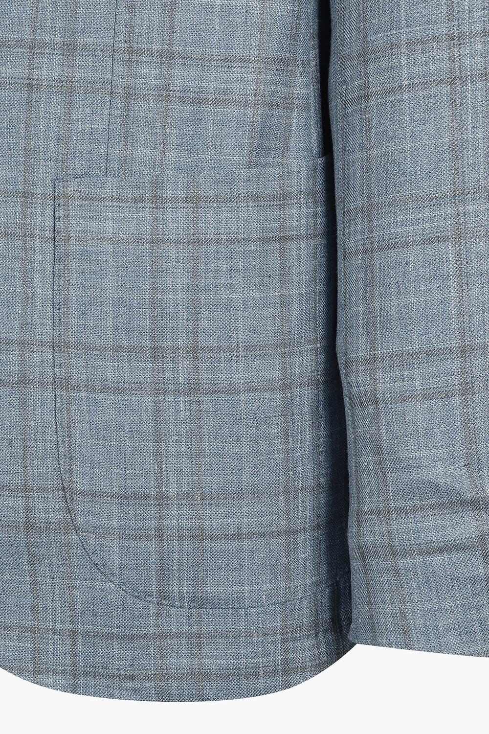 울 실크 혼방 로로피아나 807 블루 테일러드 자켓