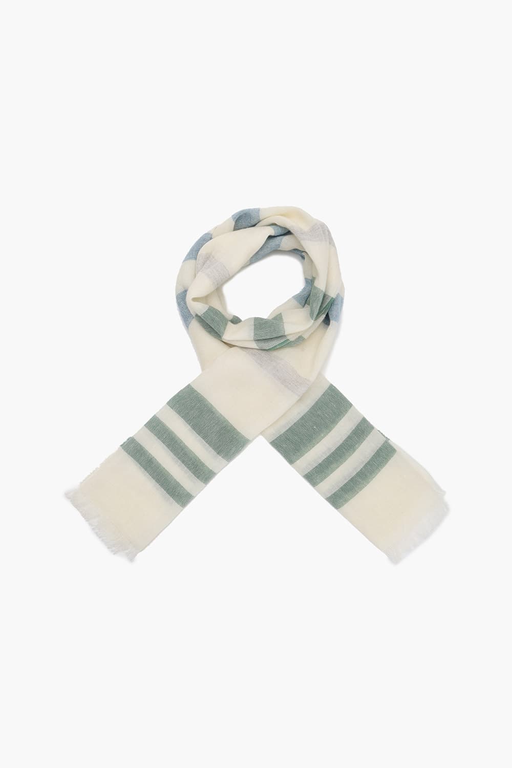 CASH 린넨 스트라이프 101 아이보리 스카프