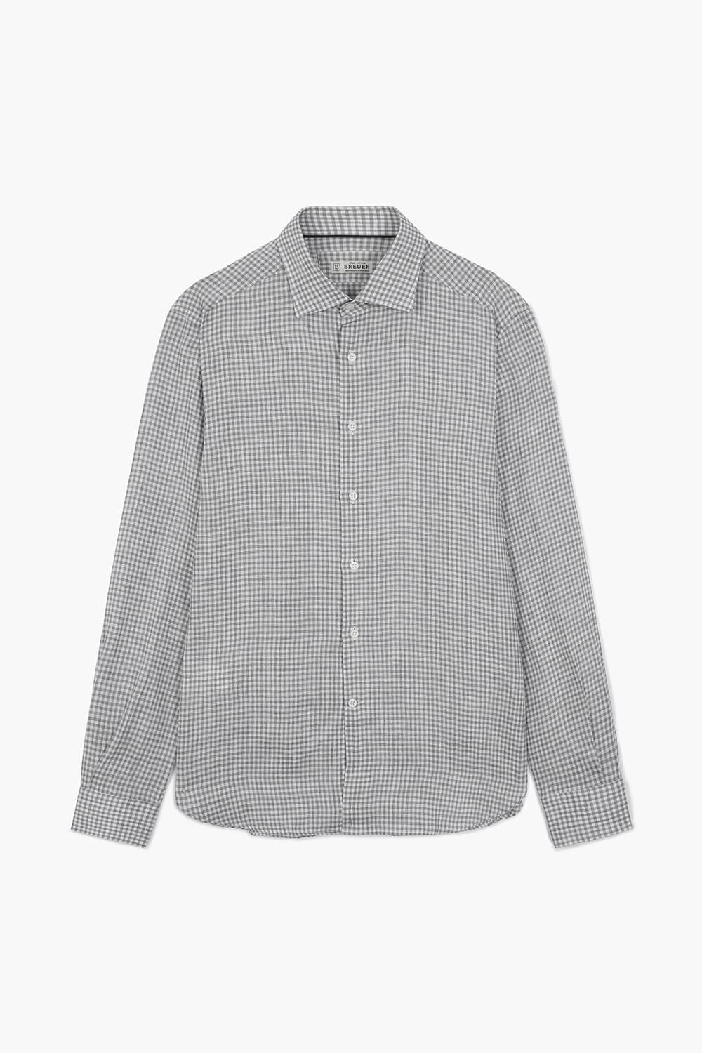 BEAULIEU 코튼 깅엄 체크 315 그레이 셔츠