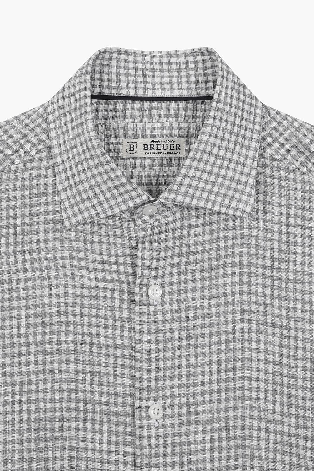 BEAULIEU 코튼 깅엄 체크 315 그레이 셔츠