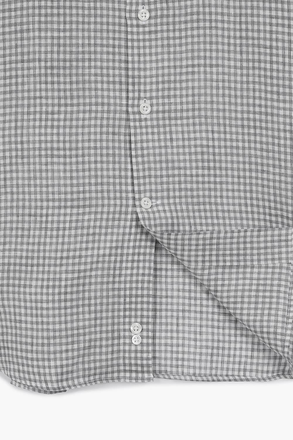 BEAULIEU 코튼 깅엄 체크 315 그레이 셔츠