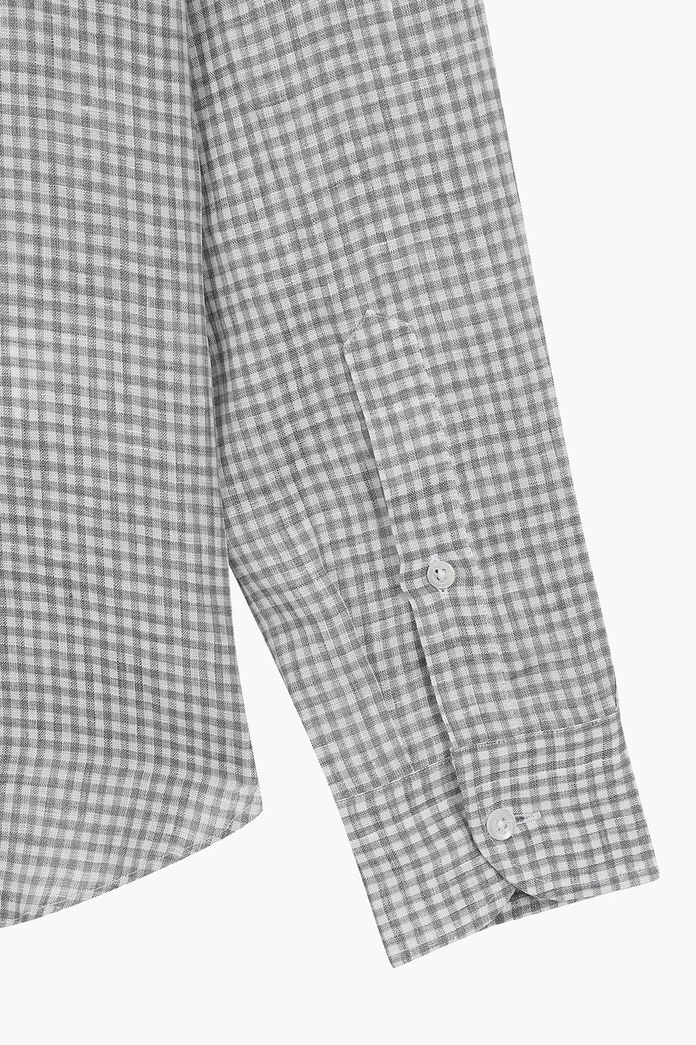 BEAULIEU 코튼 깅엄 체크 315 그레이 셔츠