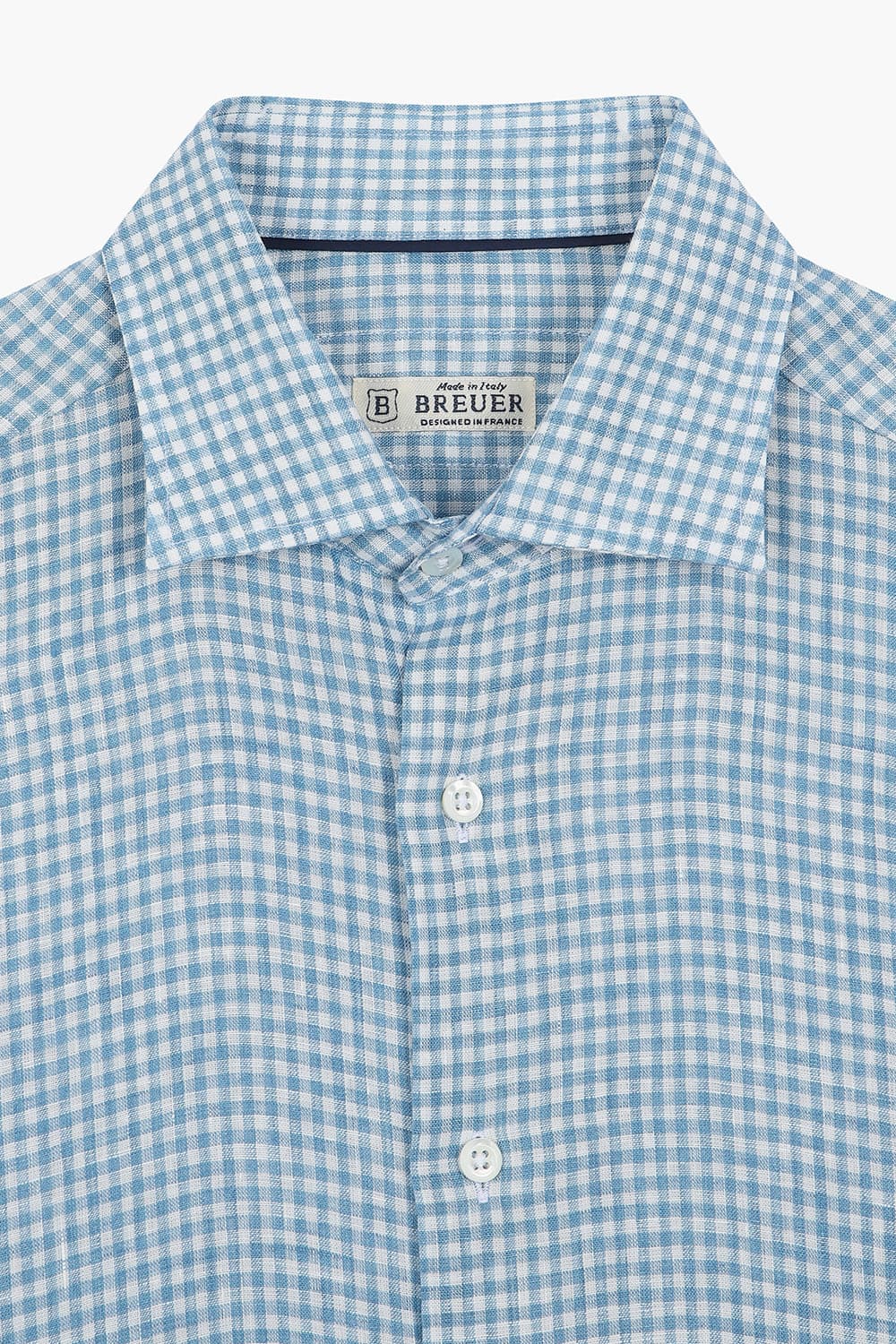 BEAULIEU 코튼 깅엄 체크 315 블루 셔츠