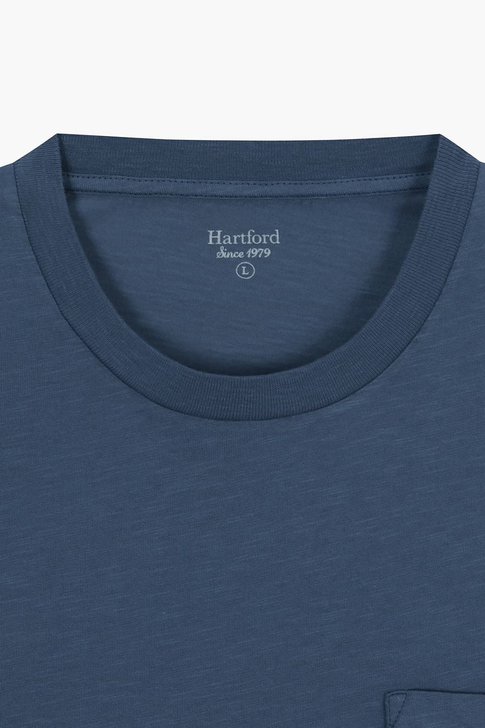 코튼 포켓 크루넥 505 네이비 반소매 티셔츠