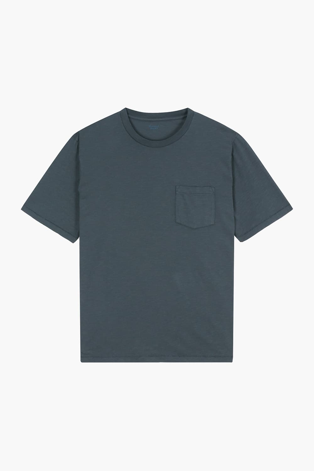 코튼 포켓 크루넥 504 블루그린 반소매 티셔츠