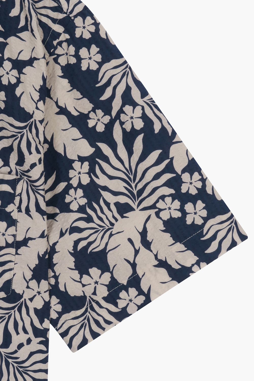 코튼 하와이안 테일러드 카라 508 다크네이비 반소매 셔츠