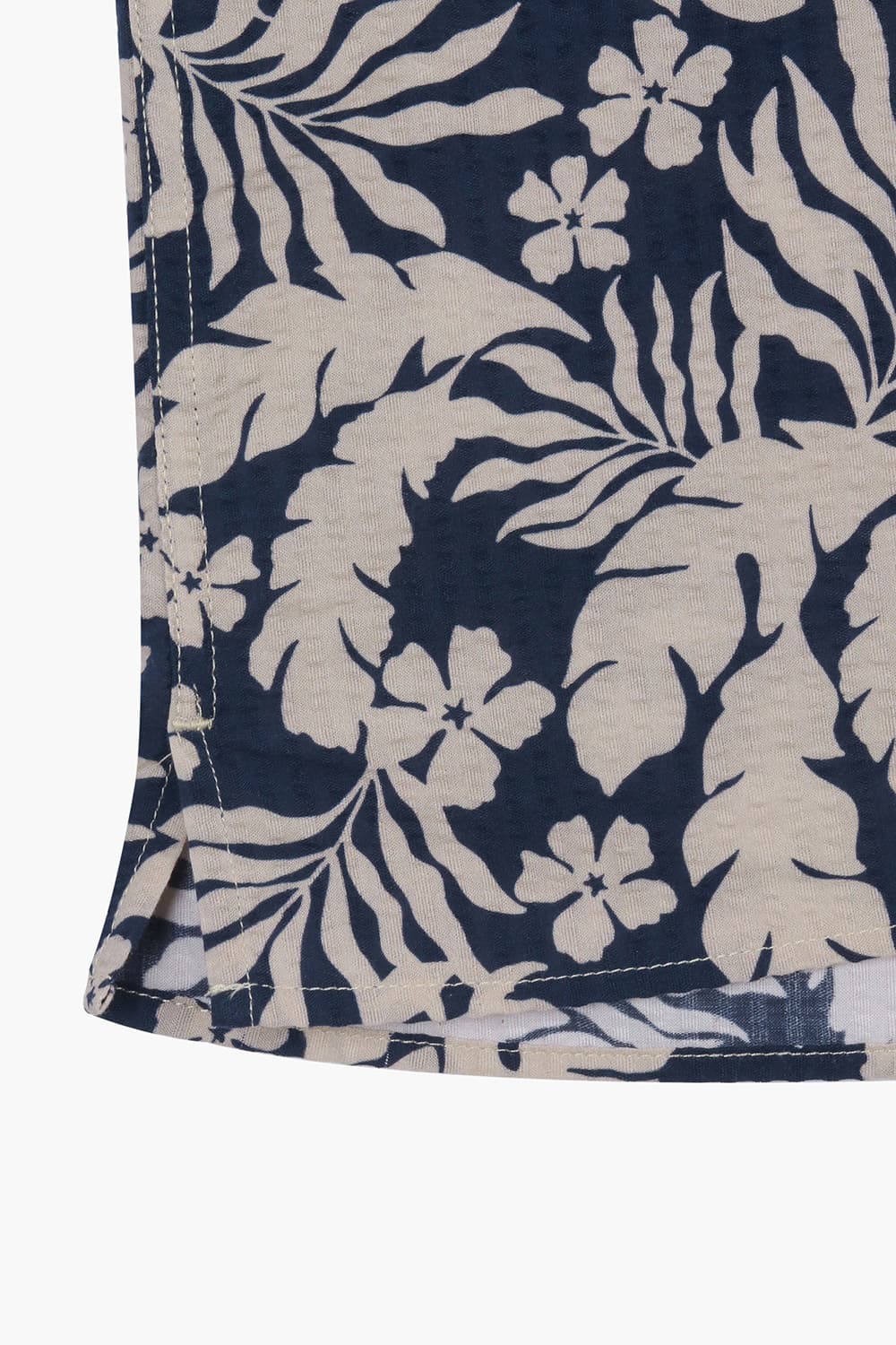 코튼 하와이안 테일러드 카라 508 다크네이비 반소매 셔츠