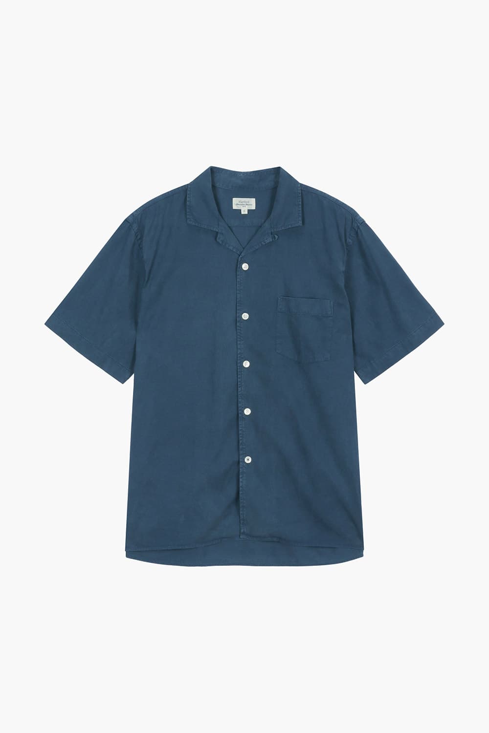 면 혼방 포켓 테일러드 카라 506 네이비 반소매 셔츠