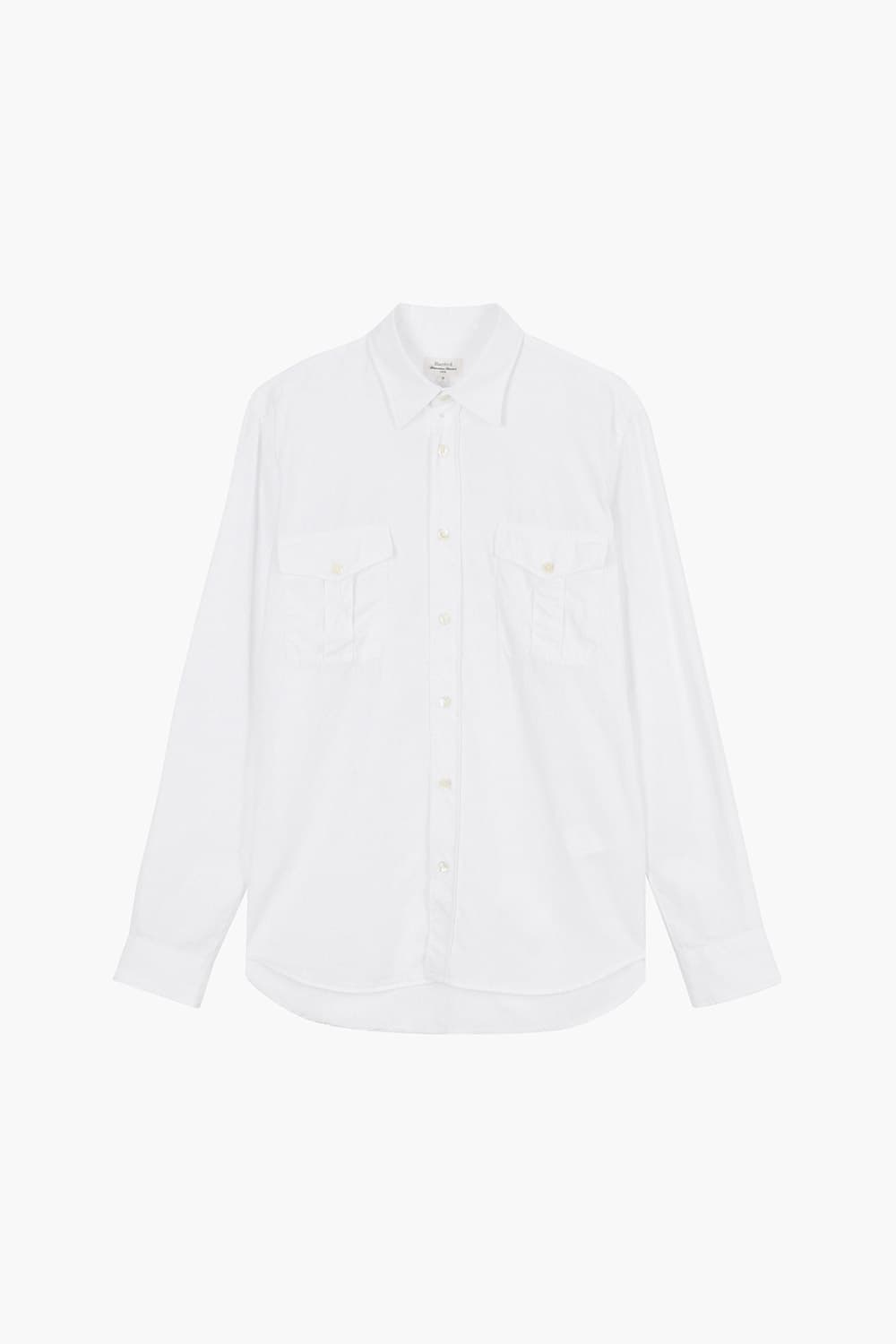 PATROL 면 혼방 버튼 다운 투 포켓 111 화이트 셔츠