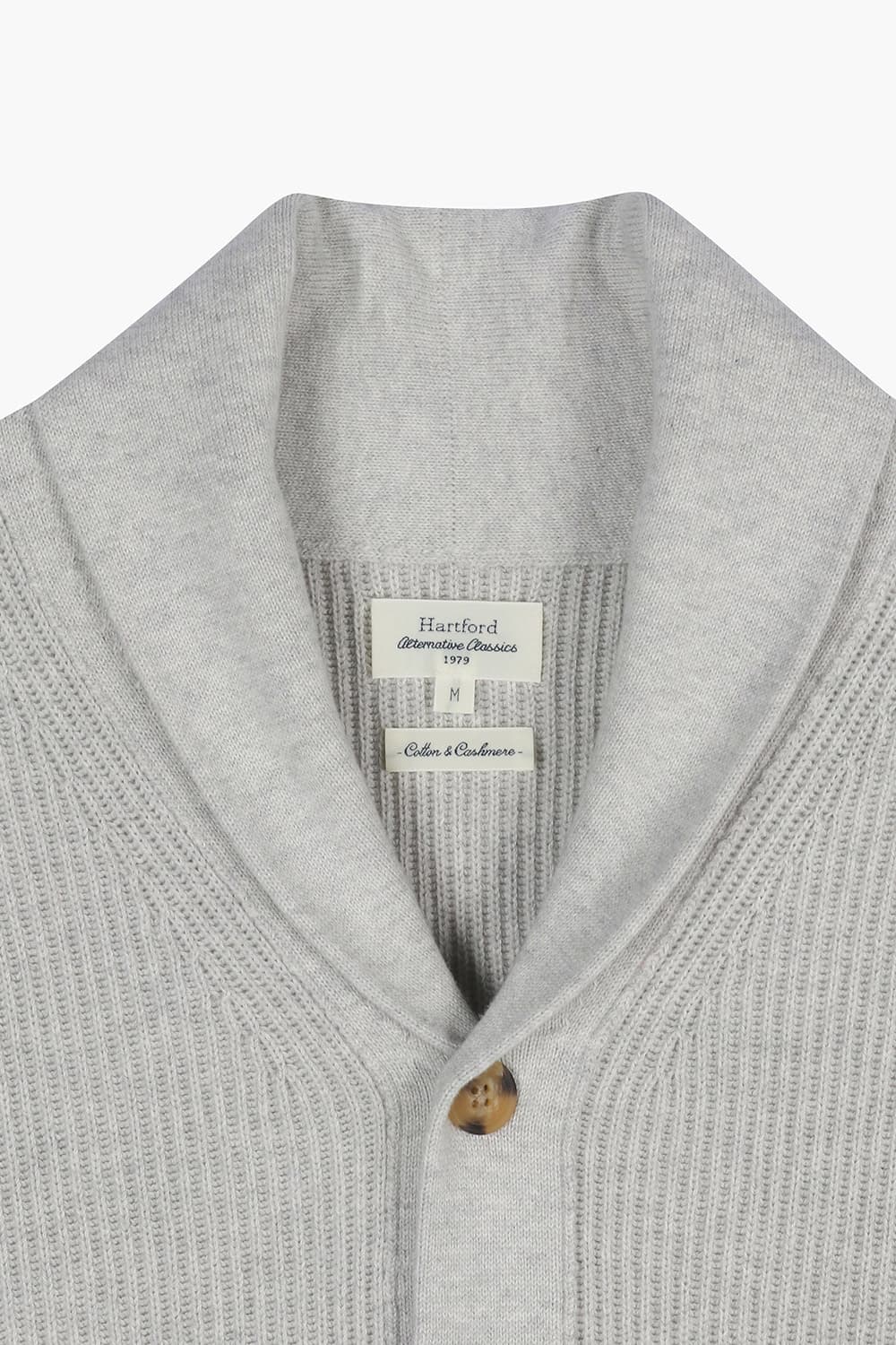 RIB 캐시미어 혼방 카라넥 101 라이트그레이 가디건