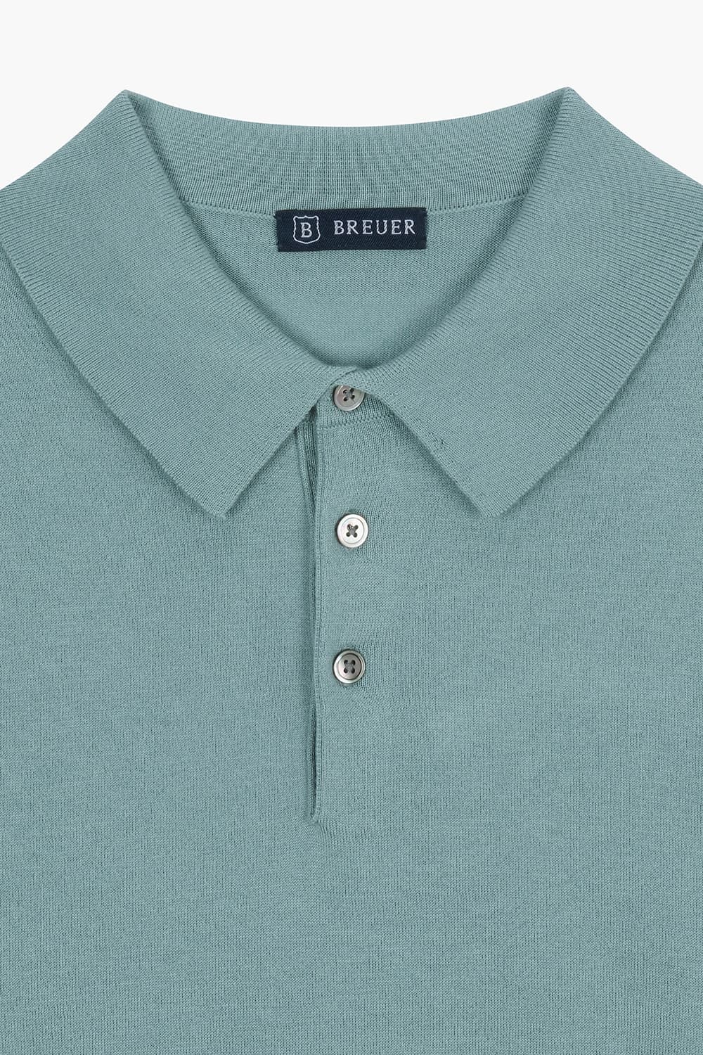 실크 혼방 폴로 505 블루그린 반소매 니트