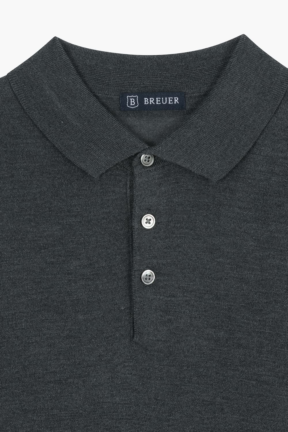 캐시미어 혼방 폴로 504 차콜그레이 반소매 니트