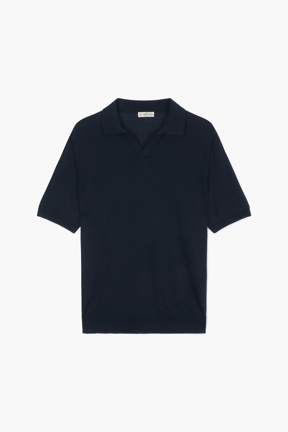 MC 실크 혼방 카라넥 503 다크네이비 반소매 니트