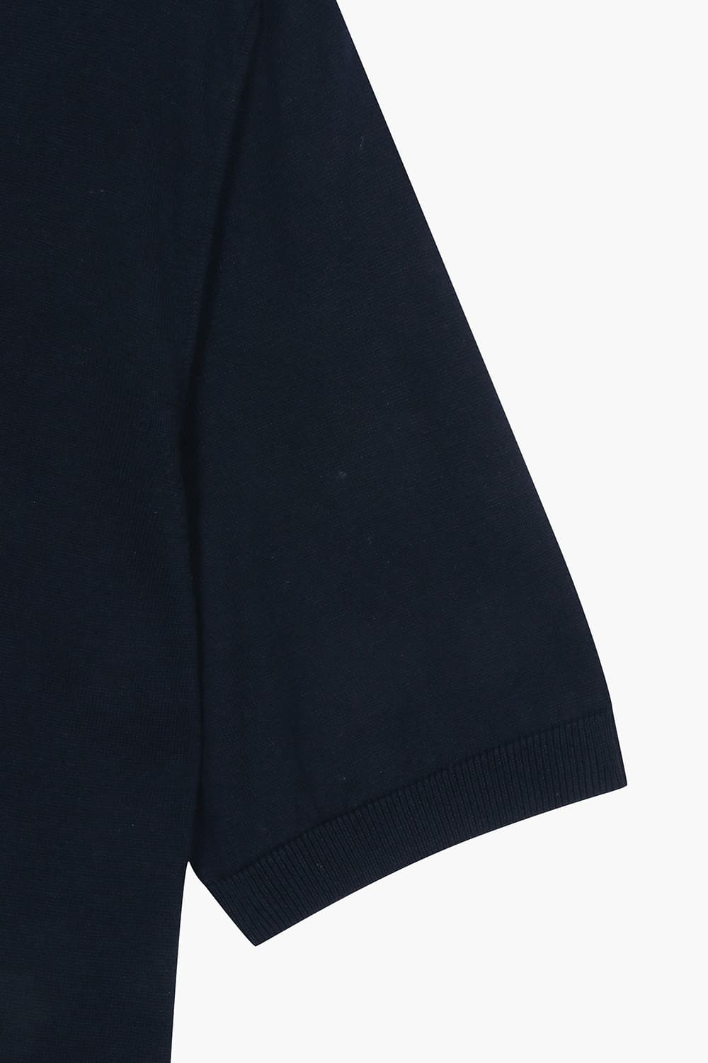 MC 실크 혼방 카라넥 503 다크네이비 반소매 니트