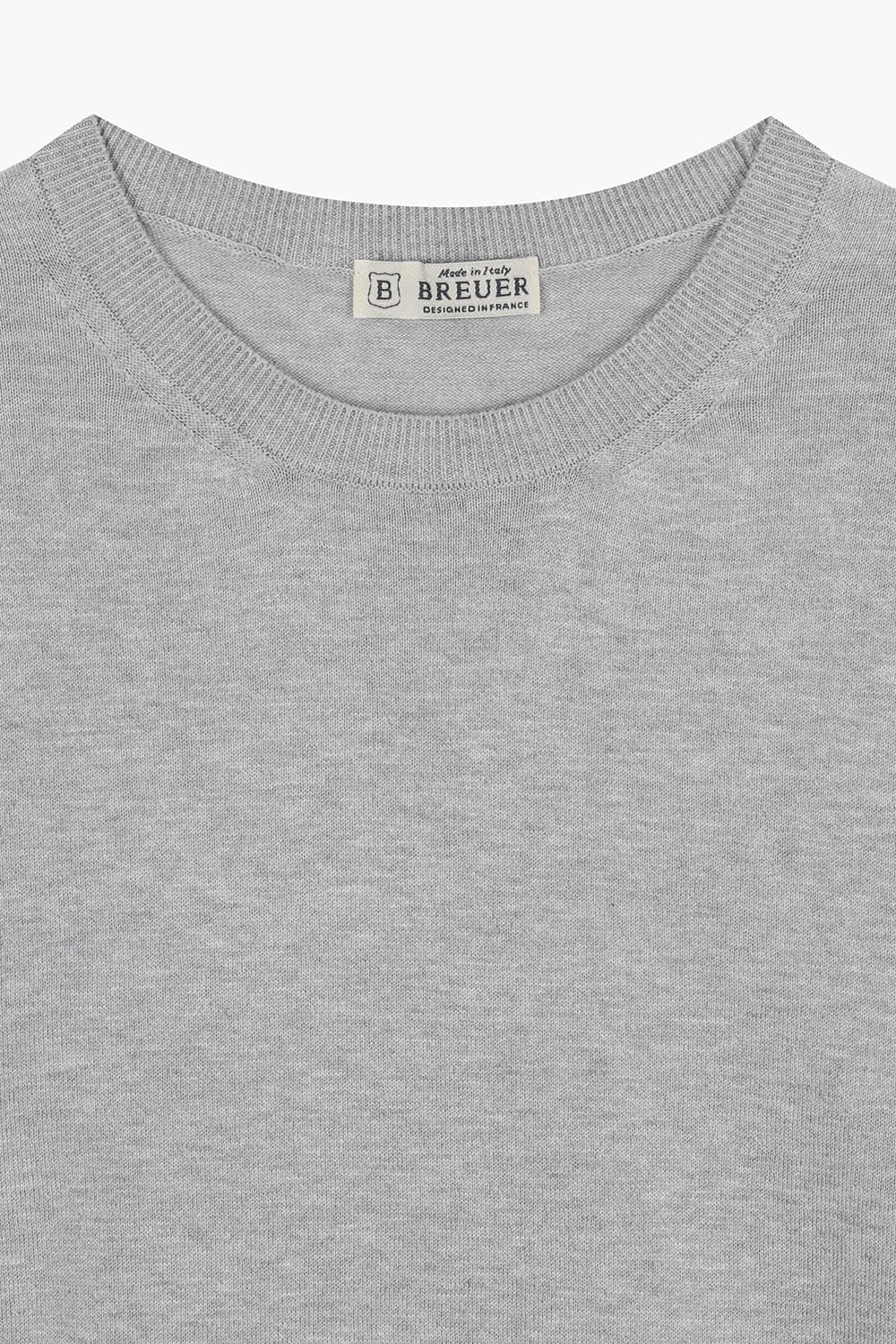 MC 실크 혼방 크루넥 502 라이트그레이 반소매 니트