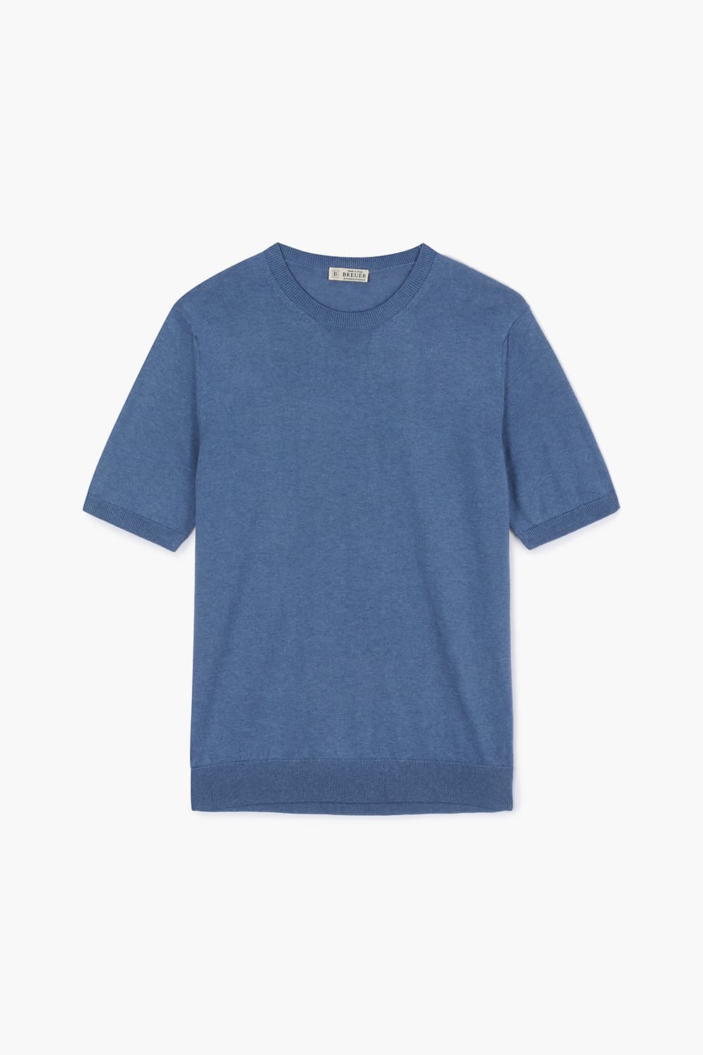 MC 실크 혼방 크루넥 502 네이비 반소매 니트