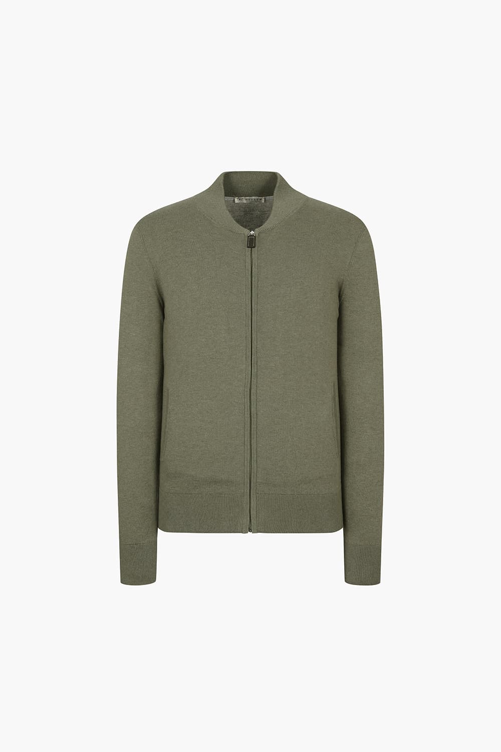 코튼 헨리넥 니트 301 카키 집업