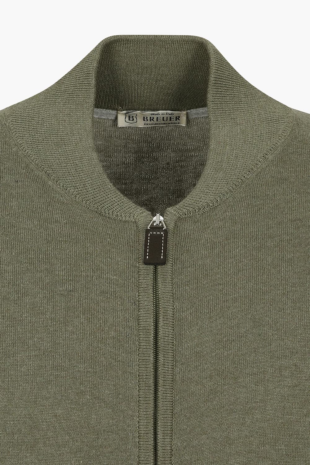 코튼 헨리넥 니트 301 카키 집업