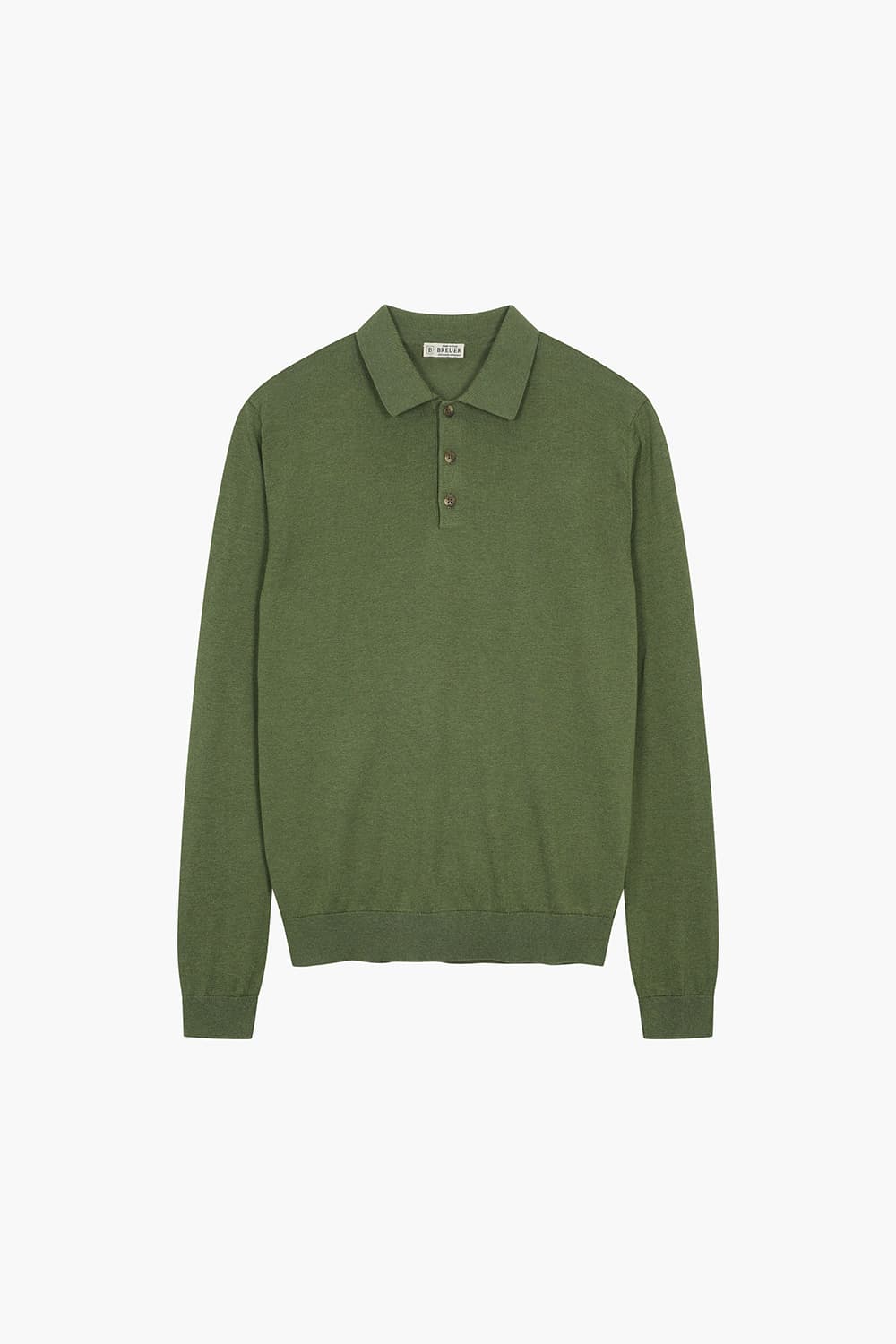 실크 혼방 폴로 101 카키 긴소매 니트