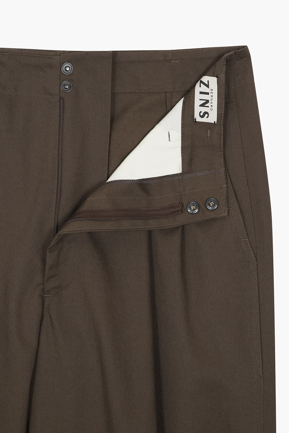 VENICE 코튼 더블 핀턱 와이드 102 다크브라운 팬츠