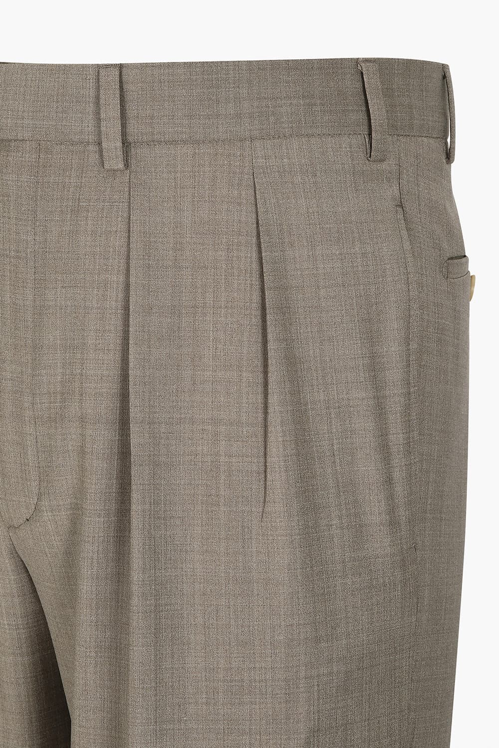 BAC J 울 혼방 더블 핀턱 슬림 101 브라운 팬츠