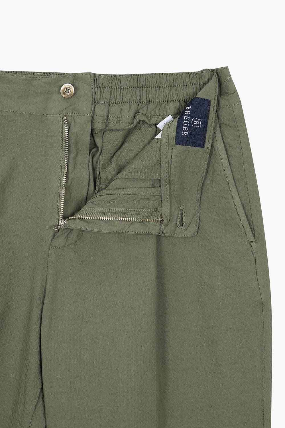 SEERSUCKER 코튼 핀턱 스트레이트 806 카키 팬츠