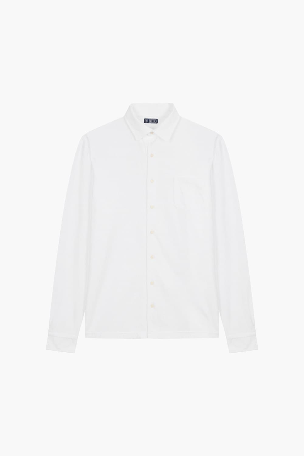 CHEMISE 코튼 폴로 101 화이트 긴소매 티셔츠