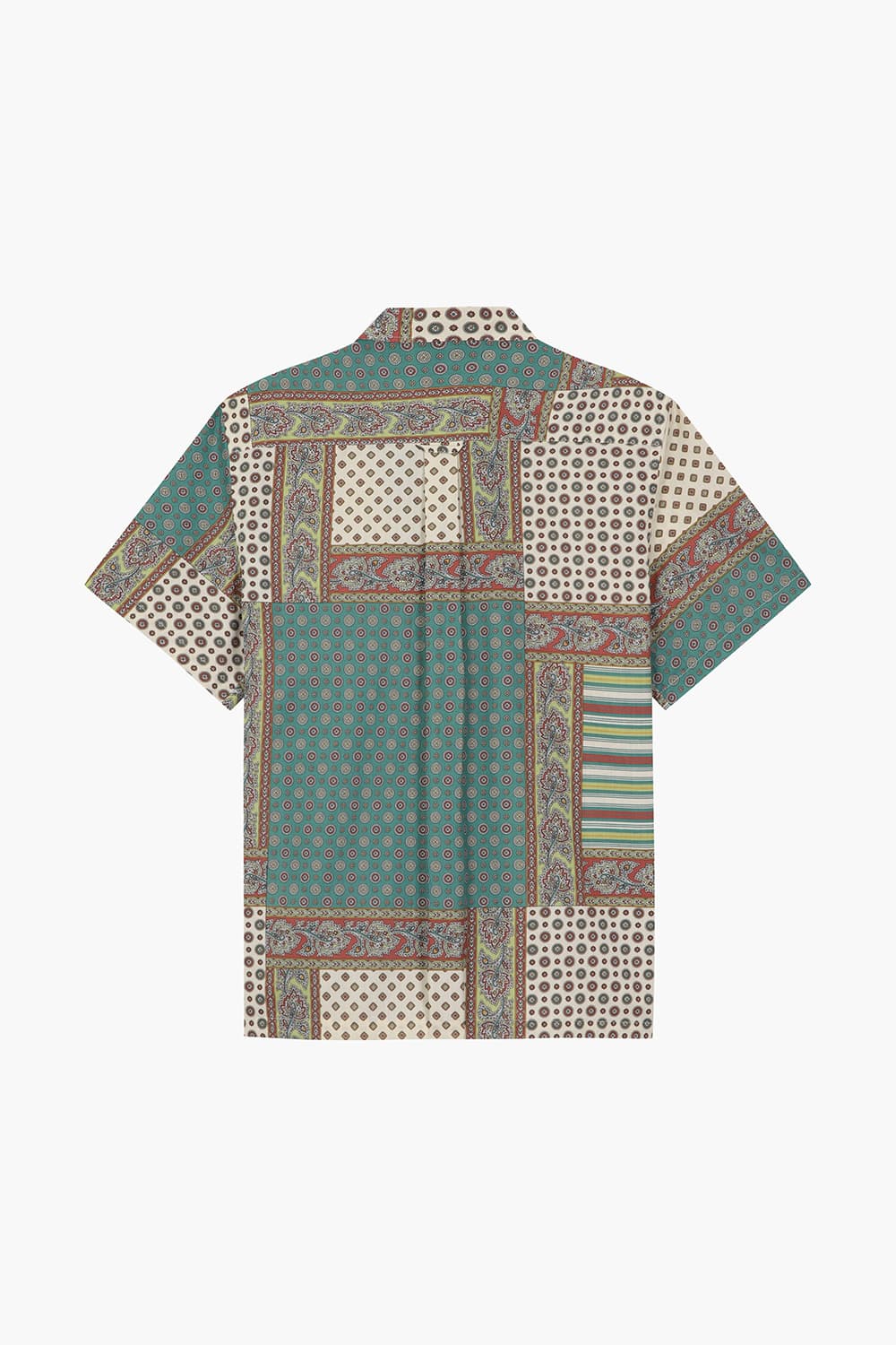 코튼 패치워크 102 그린 반소매 셔츠