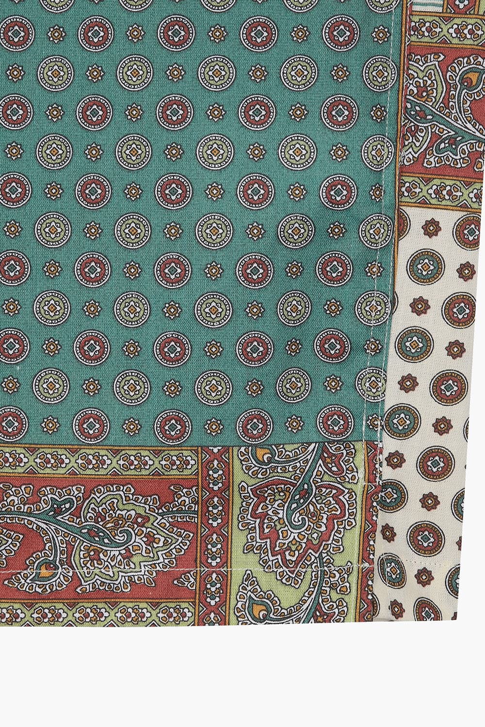 코튼 패치워크 102 그린 반소매 셔츠