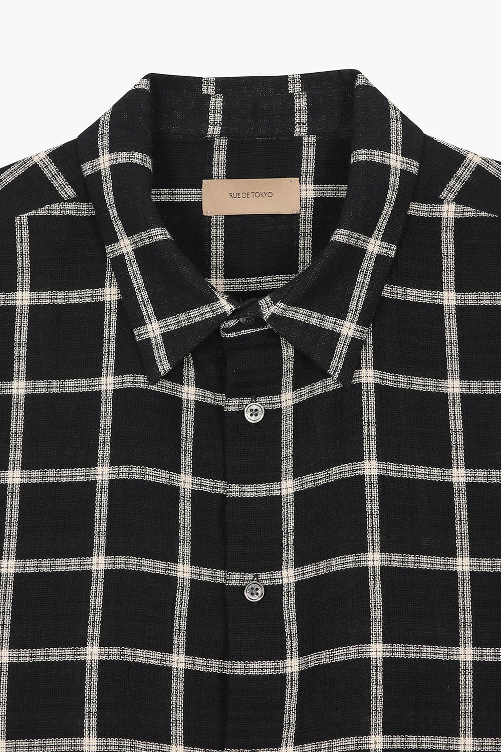 SILVIO 코튼 윈도 체크 109 블랙 반소매 셔츠