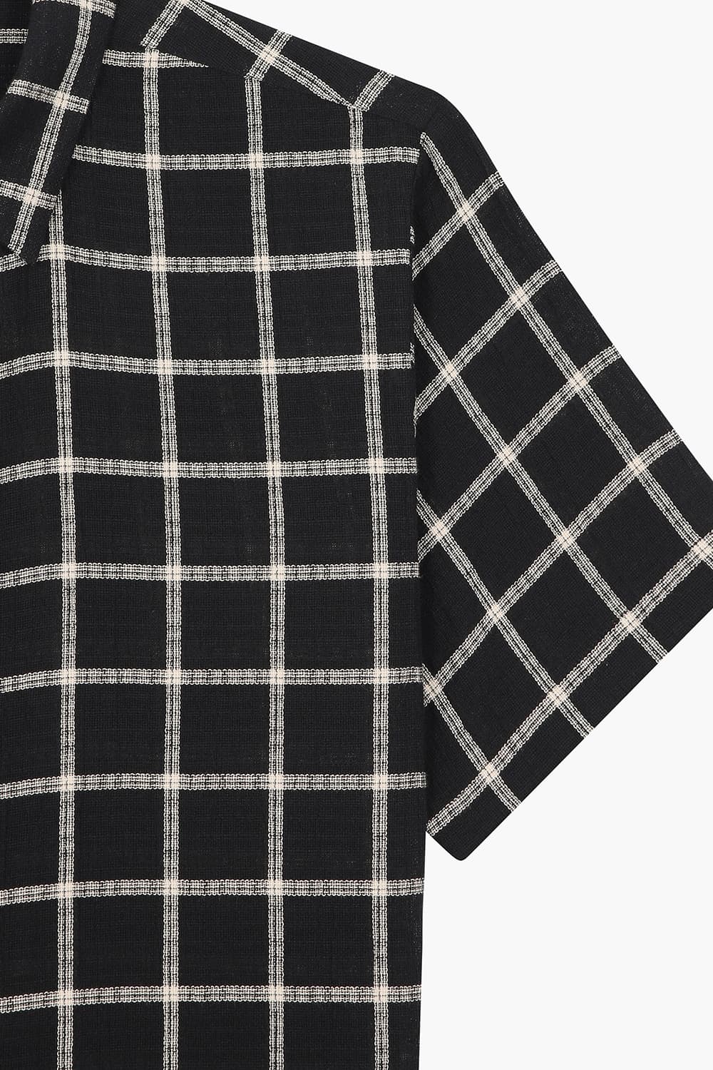 SILVIO 코튼 윈도 체크 109 블랙 반소매 셔츠