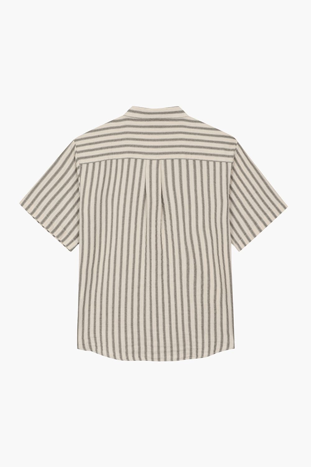 SILVIO 린넨 혼방 스트라이프 107 베이지 반소매 셔츠