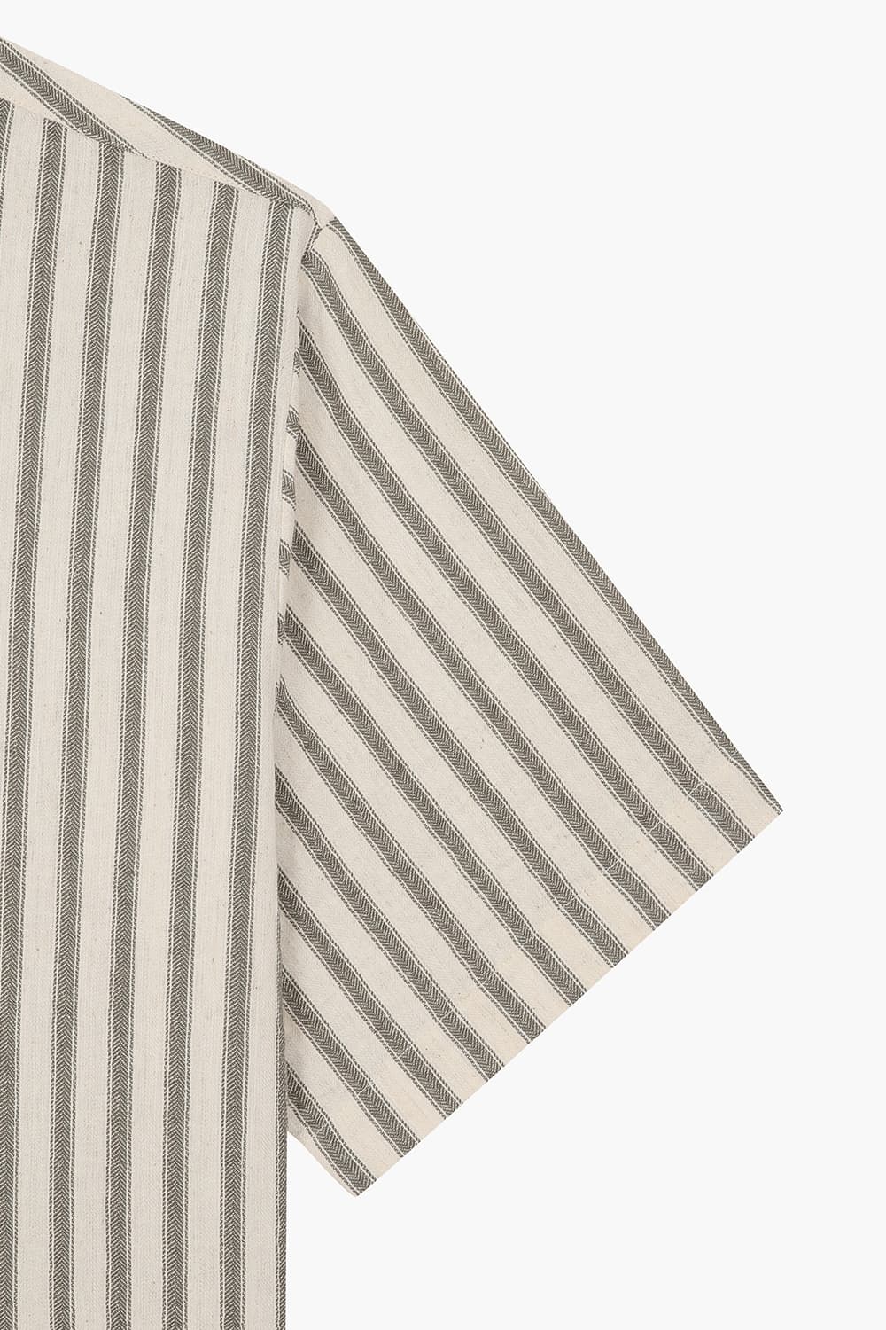 SILVIO 린넨 혼방 스트라이프 107 베이지 반소매 셔츠