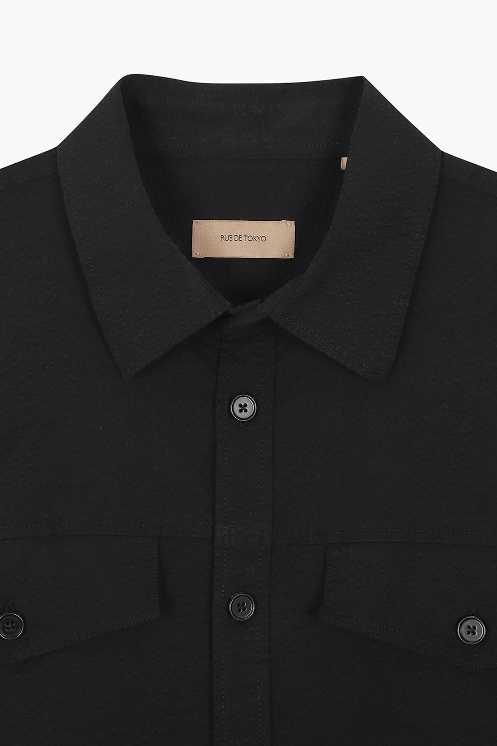 SEVERAS HEAVY 코튼 버튼 다운 투 포켓 104 블랙 셔츠