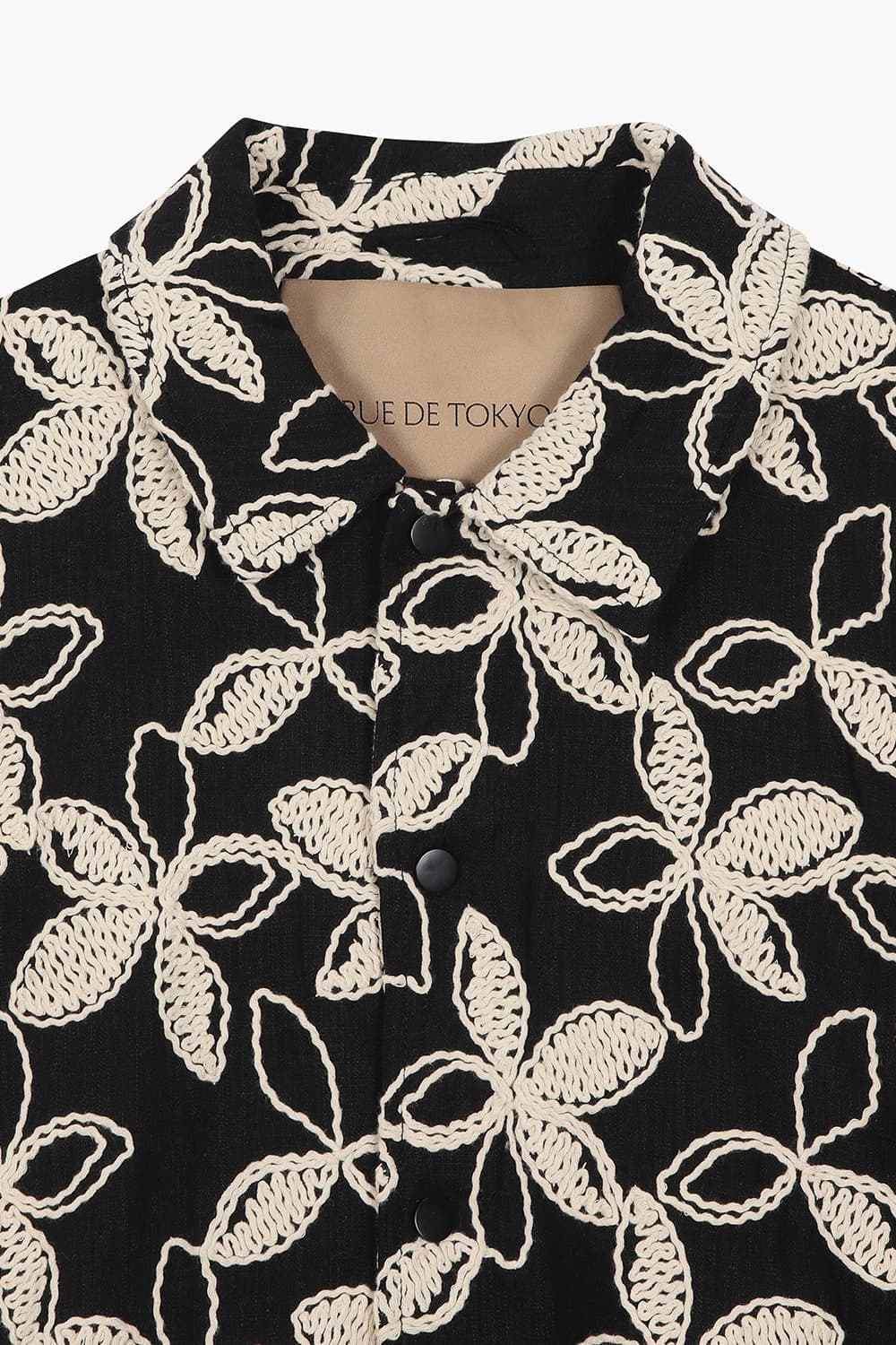 CLANCY 린넨 혼방 플라워 패턴 103 블랙 셔츠