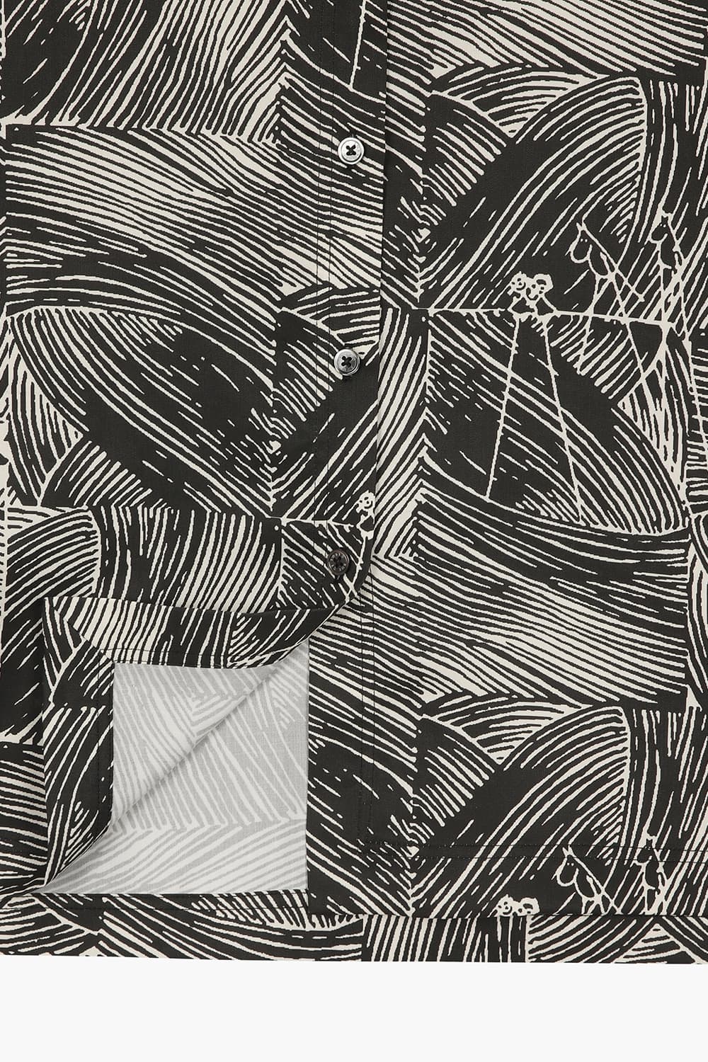 SELIE 텐셀 무민 일러스트 패치워크 102 차콜그레이 셔츠