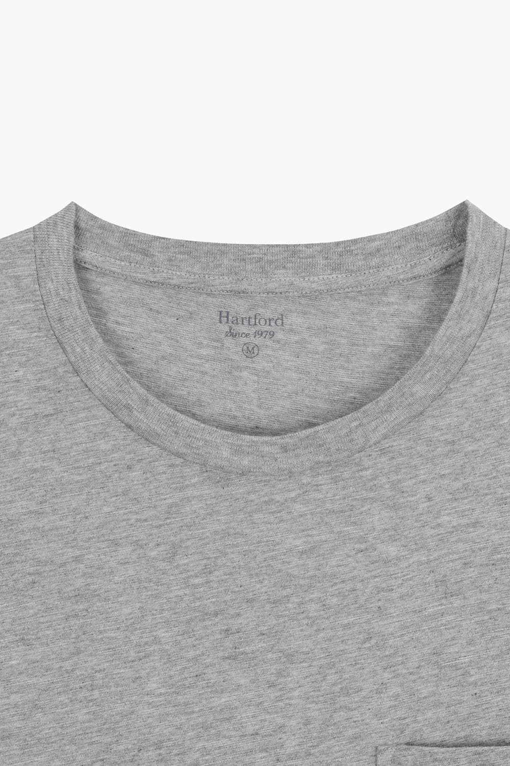 코튼 포켓 크루넥 503 그레이 반소매 티셔츠