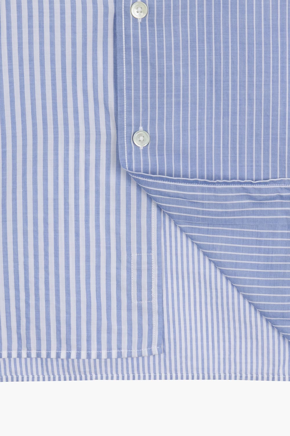 코튼 스트라이프 패치워크 507 블루 반소매 셔츠