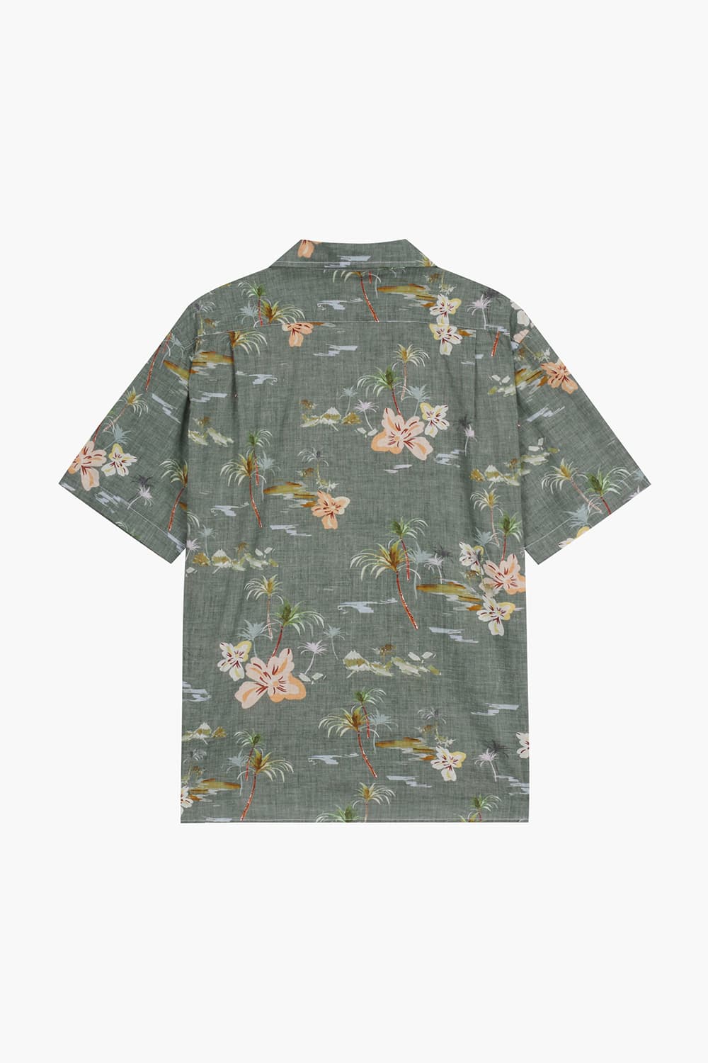 코튼 하와이안 테일러드 카라 504 카키 반소매 셔츠