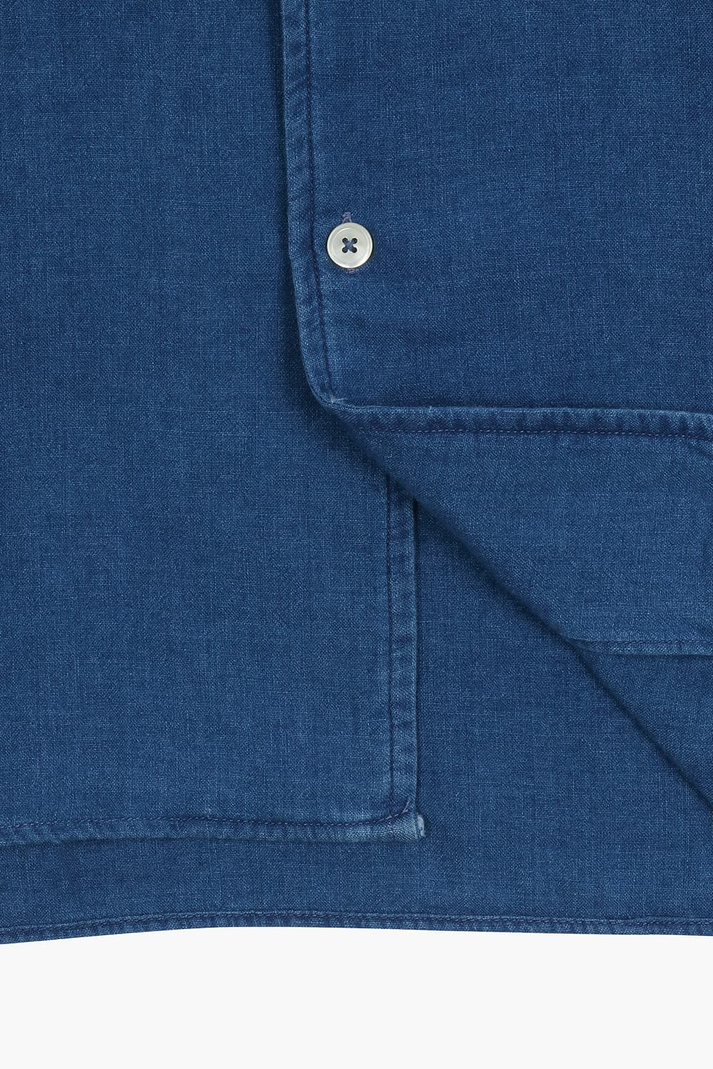 데님 포켓 테일러드 카라 503 네이비 반소매 셔츠